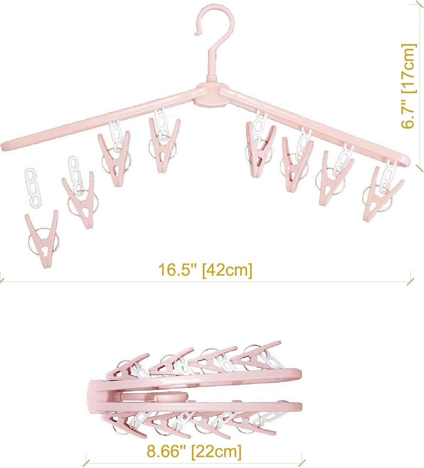 Perchas plegables de viaje para ropa con clips, estantes de secado de ropa, calcetines de lencería de plástico antideslizante para faldas, perchas