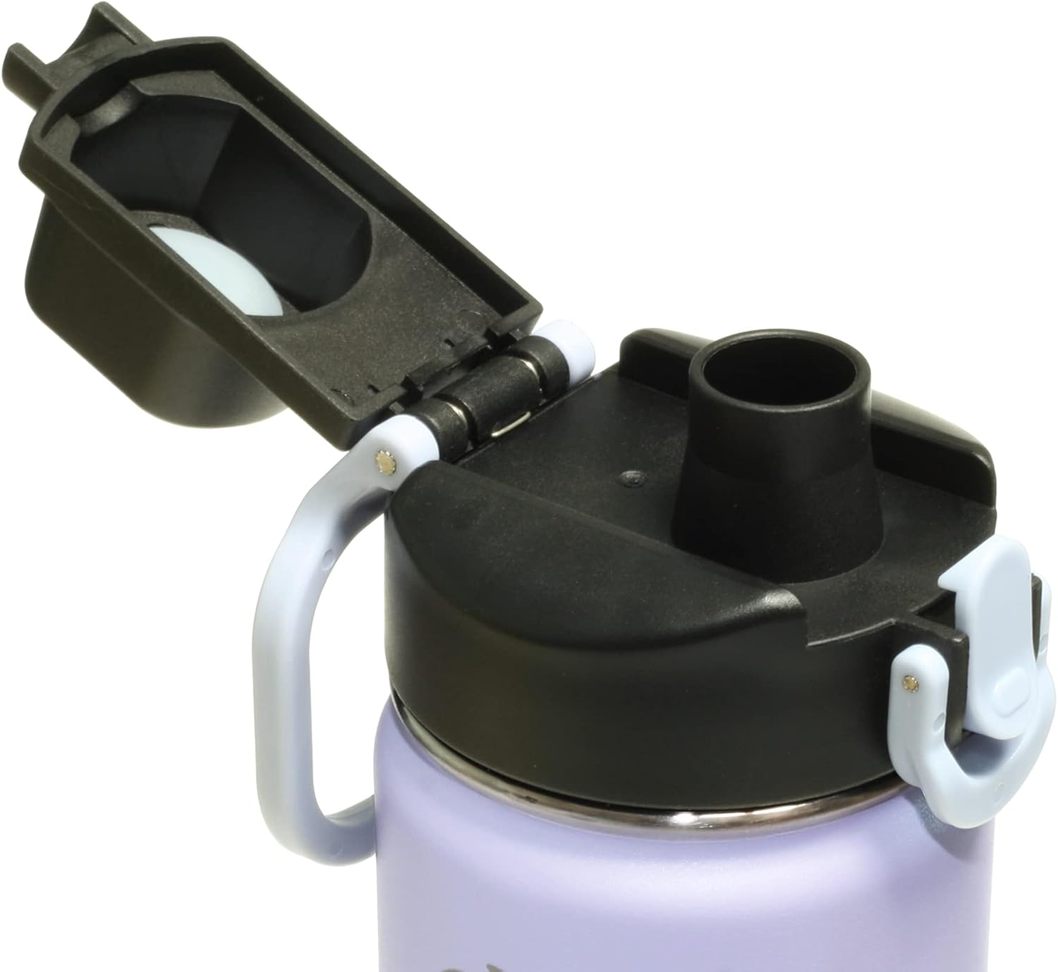 Botella de agua aislada de acero inoxidable de 24 onzas, tapa de pico abierta de un solo toque y tapa de popote cubierta, correa de paracaídas de