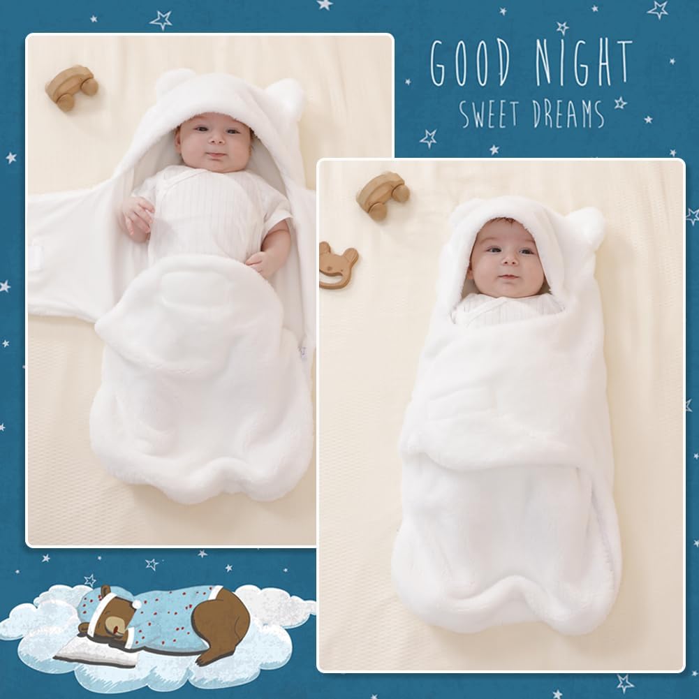 XIFAMNIY Saco de dormir para bebé recién nacido, manta de recepción de felpa suave para bebé, envolturas suaves para dormir para bebés de 0 a 3 meses