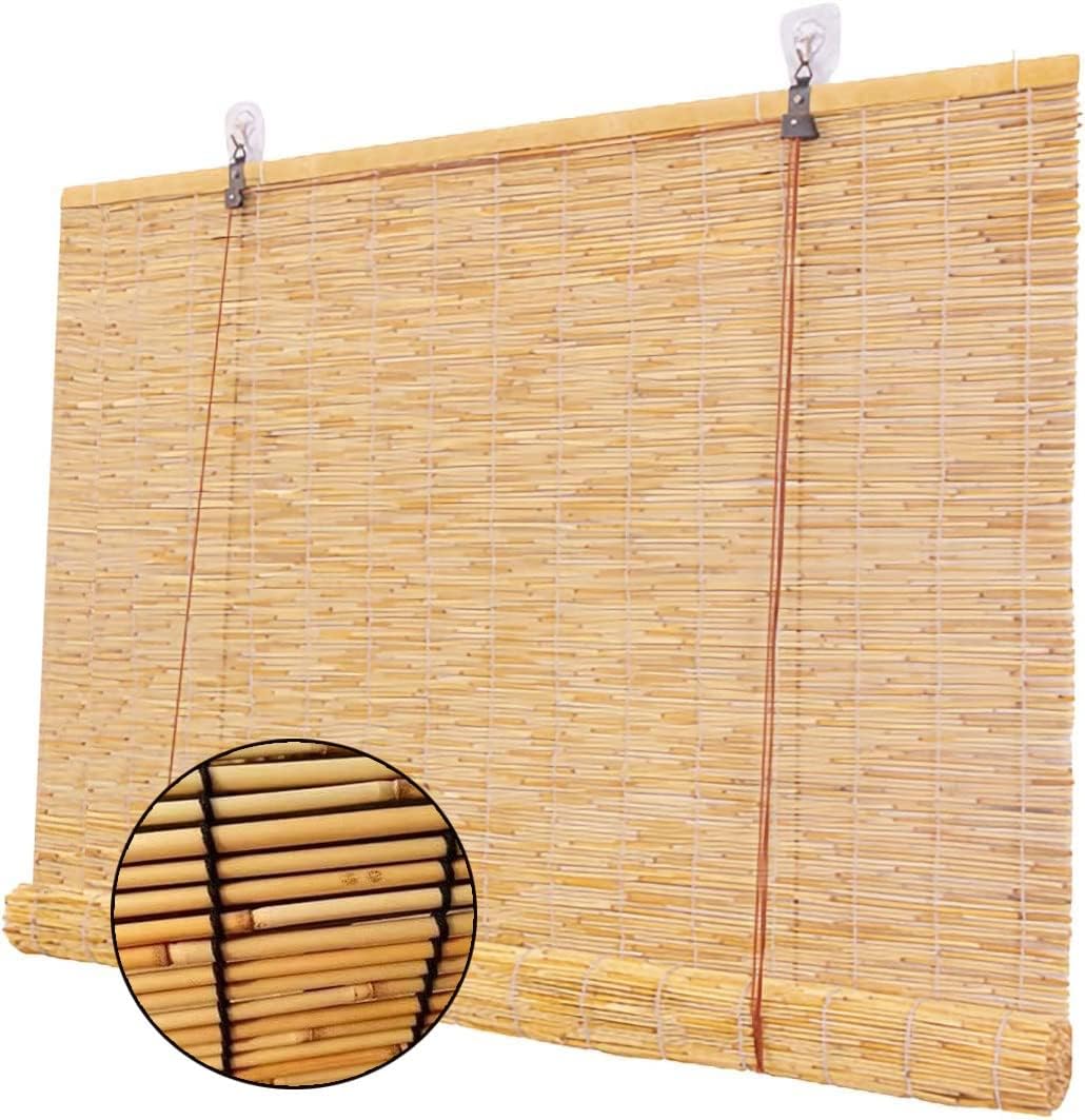 Persianas de bambú para ventanas, persianas enrollables de caña al aire libre, enrollables de bambú retro, persianas enrollables romanas