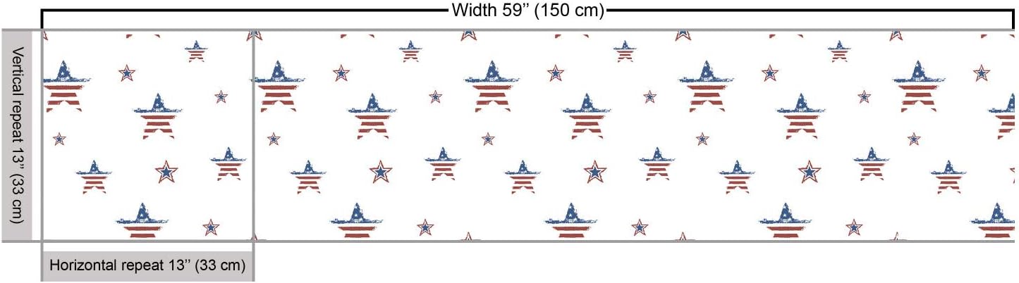 Ambesonne The Yard, tela del 4 de julio, diseño de la antigua gloria de la bandera estadounidense con patrón de estrellas y rayas, imagen