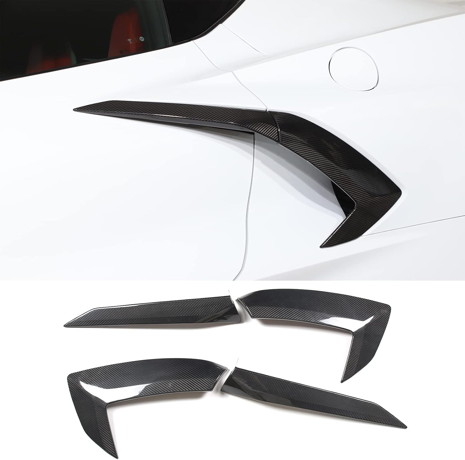 Cubierta de salida de aire exterior de fibra de carbono 100% real para Chevrolet Corvette C8 2020-2023, accesorios de ventilación lateral de