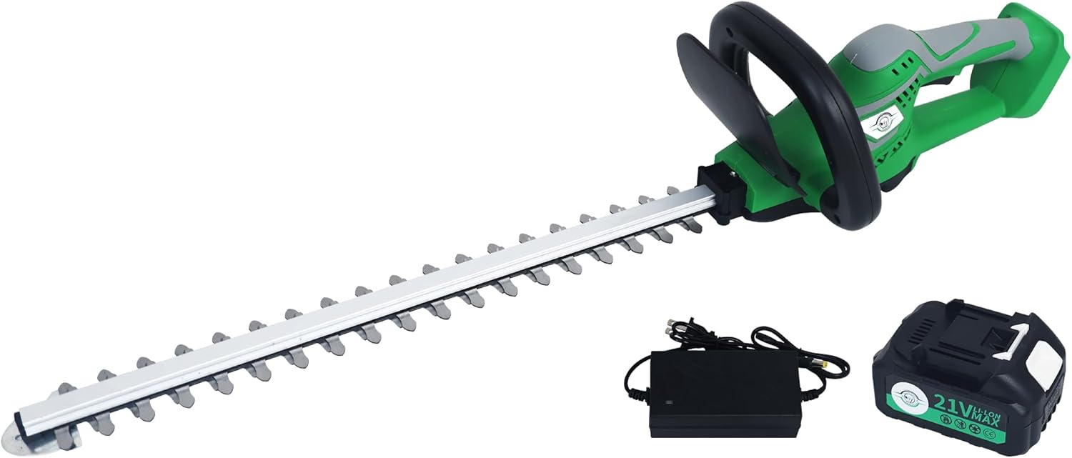 CaliGreen Tools – Cortasetos de corte láser inalámbrico de 21 V, 22 pulgadas, batería de 3.0 Ah y cargador incluidos