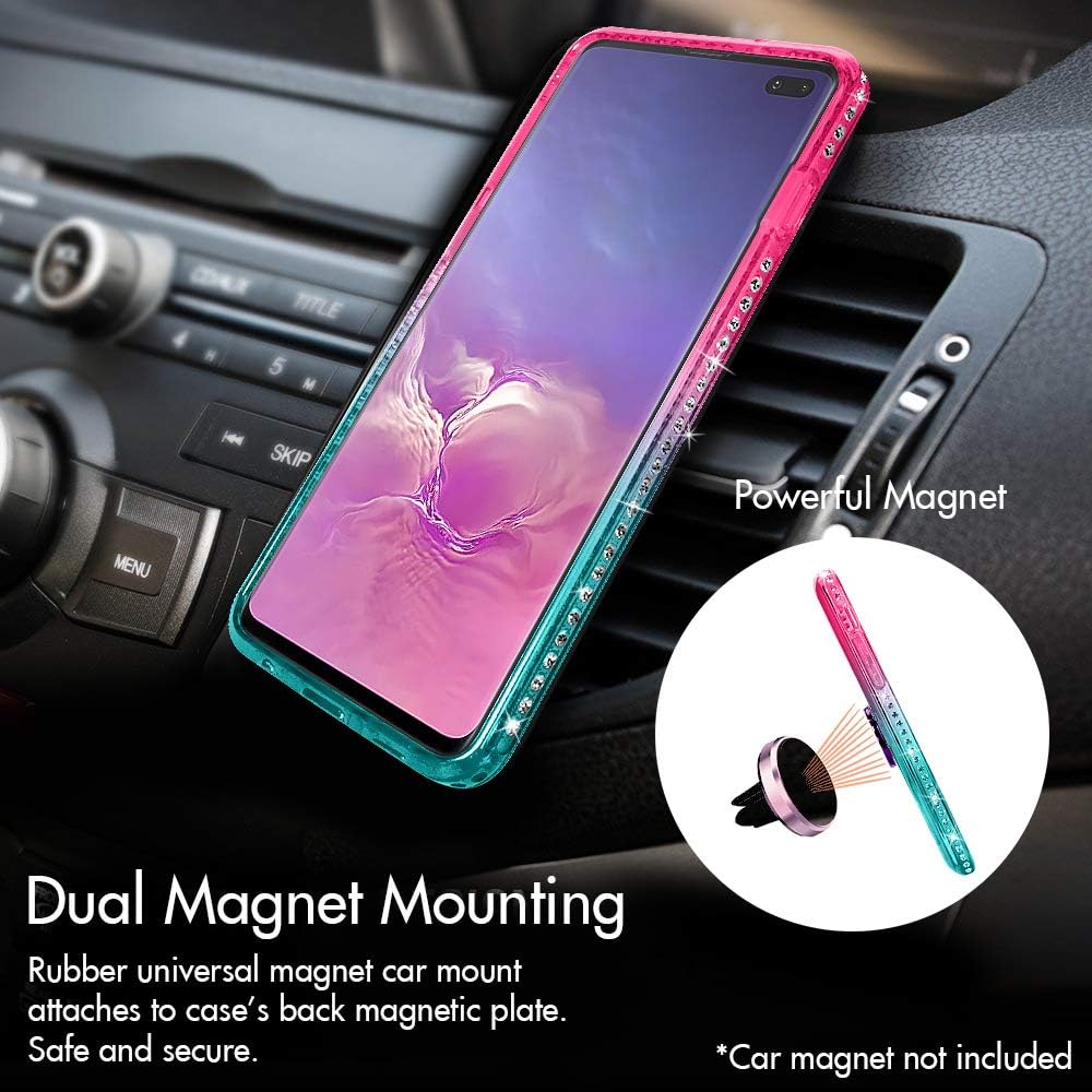 Silverback Funda para Samsung Galaxy S10 Plus, funda con purpurina holográfica líquida en movimiento con soporte de soporte, soporte de diamantes de