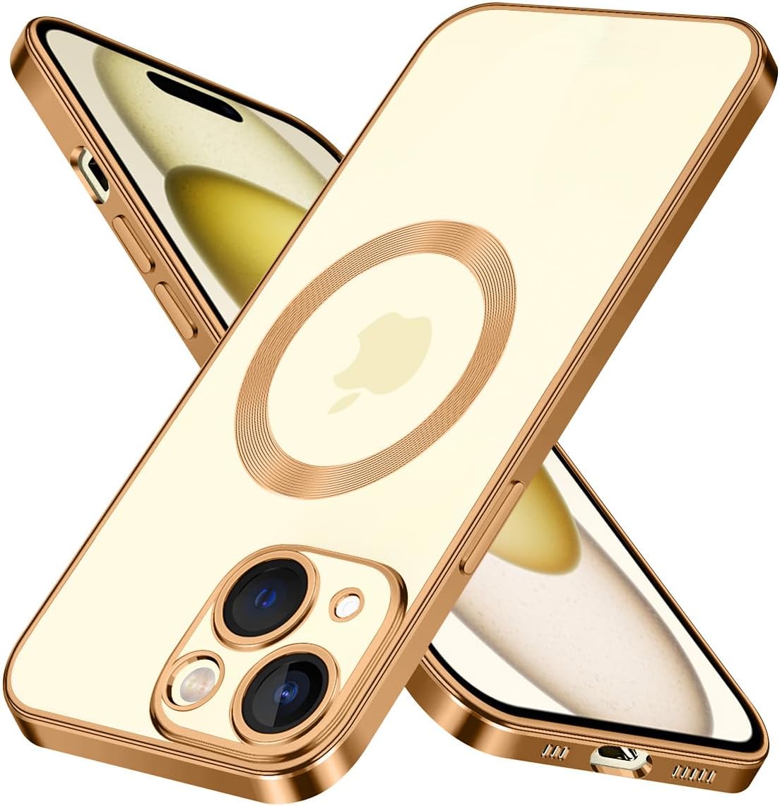 Funda transparente diseñada para iPhone 15 Plus, compatible con MagSafe, iPhone 15Plus, funda magnética con protector de lente de cámara, a prueba