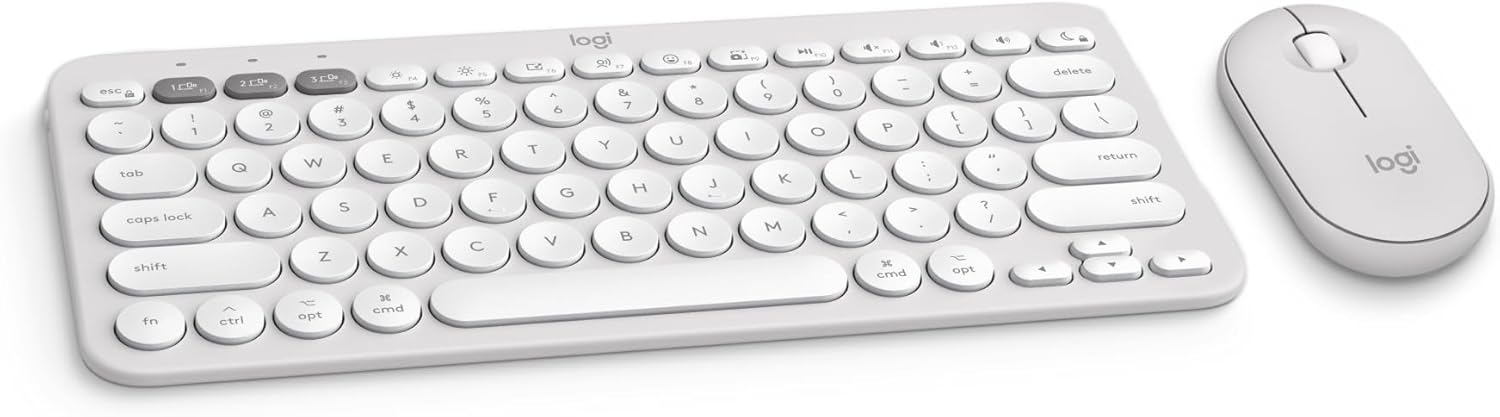 Logitech Pebble 2 Combo para Mac, teclado y mouse inalámbricos, delgado, silencioso y portátil, personalizable, mouse y teclado Bluetooth, fácil de