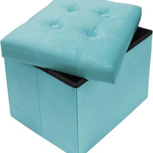 AmasSmile Taburete otomano de almacenamiento, reposapiés de terciopelo de 17 pulgadas, taburete otomano corto, pequeño almacenamiento otomano AmasSmile Taburete otomano de almacenamiento, reposapiés de terciopelo de 17 pulgadas, taburete otomano corto, pequeño almacenamiento otomano