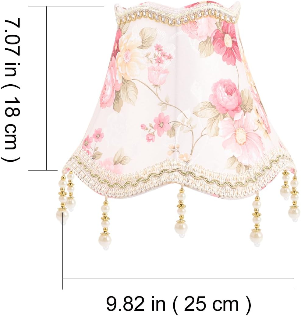 Pantalla romántica E27 macramé cubierta de lámpara de tela floral colgante de mesa, color rosa (9.8 x 7.0 pulgadas)