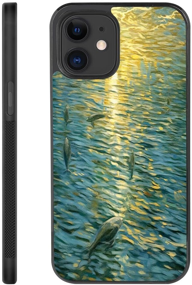 Case for iPhone 12 Mini Dolphin-aa253 Pattern Shockproof Slim TPU Rubber Material Black Frame Cellphone Mobile Case FHW