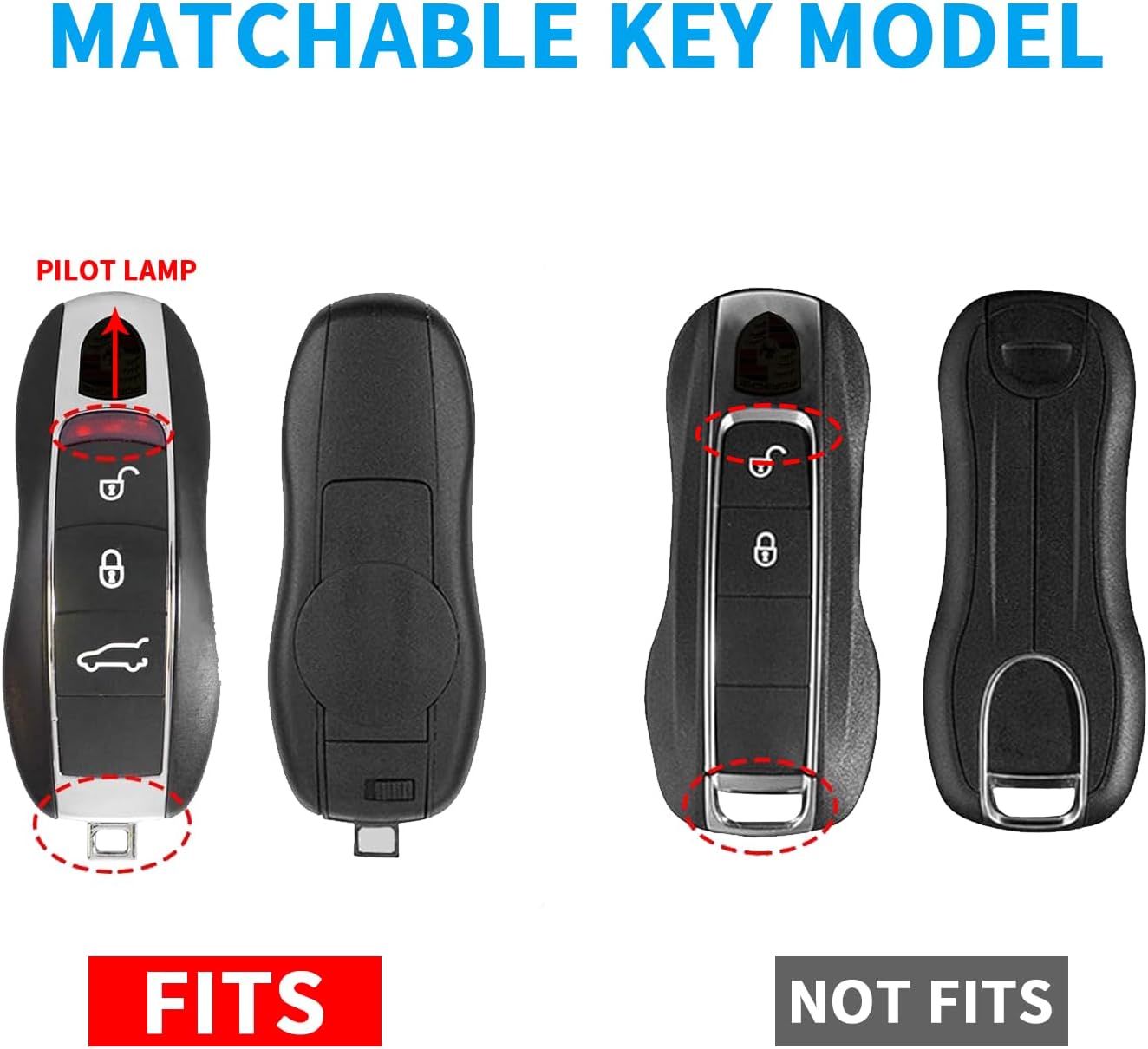 QBUC Funda para llavero Porsche, 3 piezas pintadas compatibles con Porsche Cayenne Panamera Macan 911 Boxter Cayman (gris plateado)