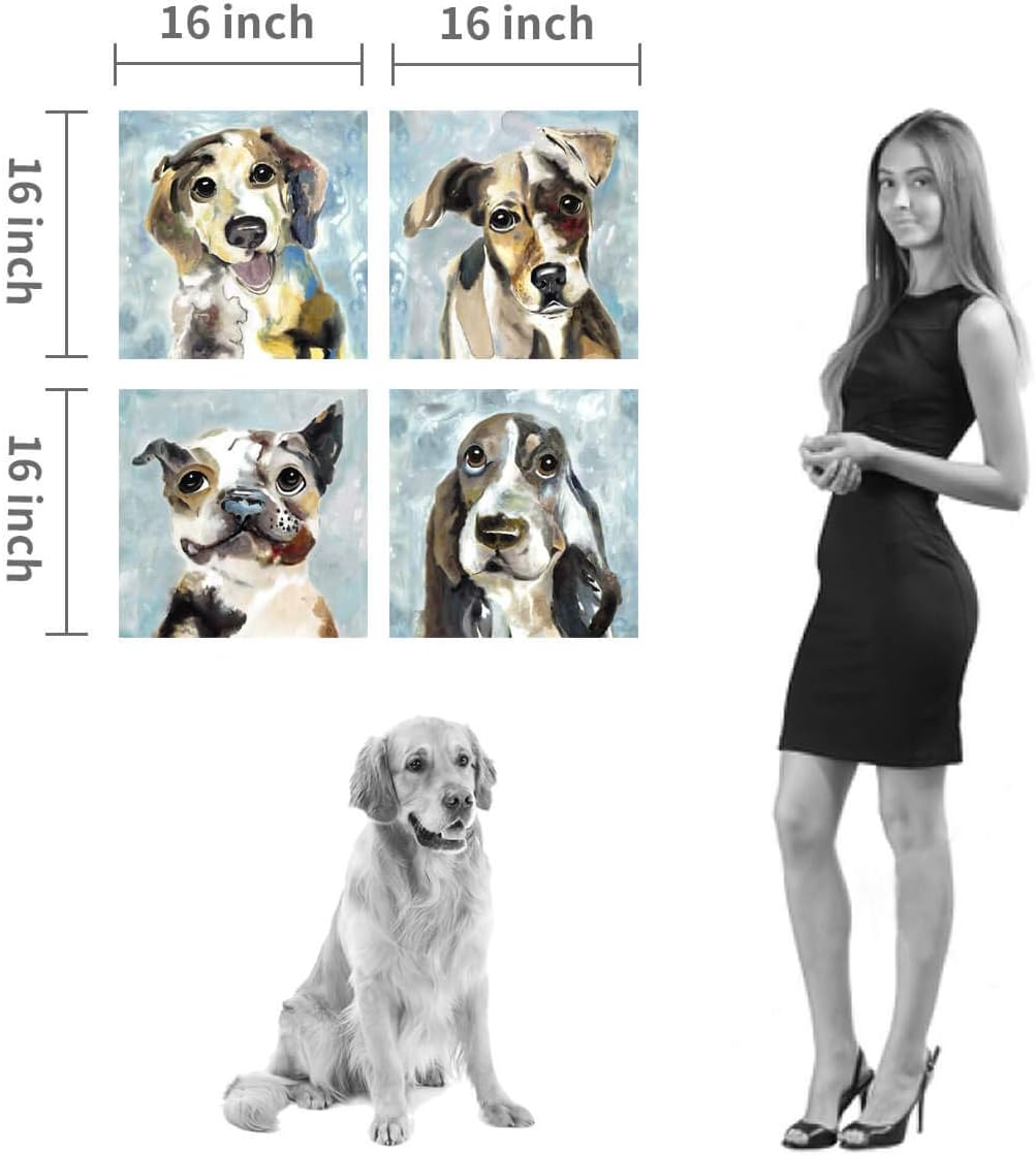 Hardy Gallery Lienzo para mascotas, obra de arte de cachorro impresión abstracta de imagen de perro sobre lienzo para paredes de habitación de niños