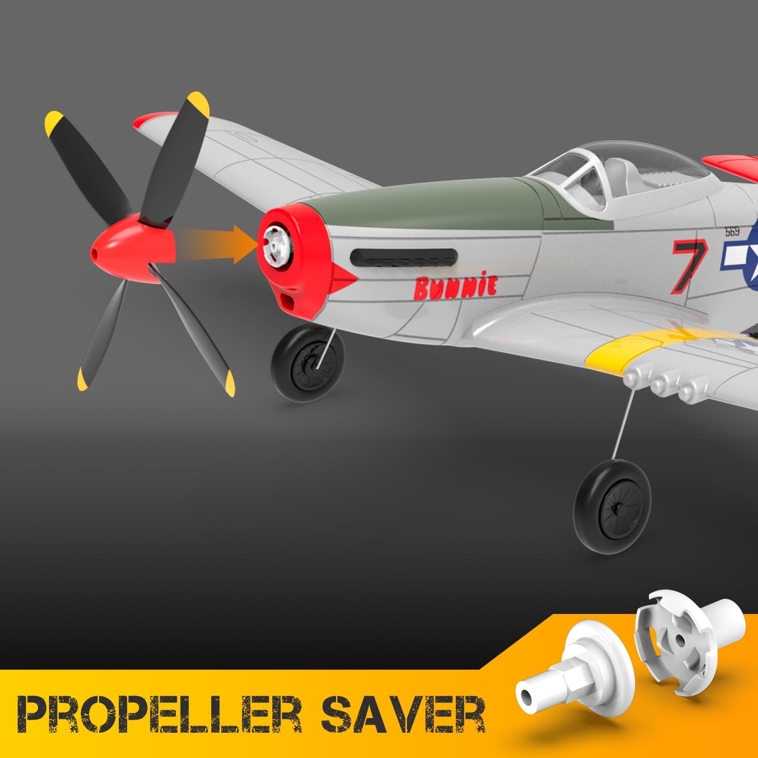 VOLANTEXRC Avión RC 4-CH RC P51 Mustang listo para volar, avión de control remoto de la Segunda Guerra Mundial con sistema de estabilización Xpilot,