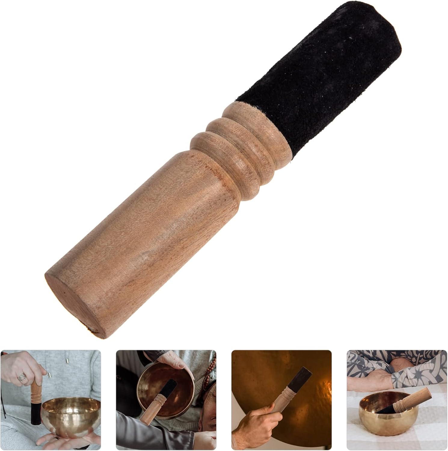 Vaguelly Crystal Acoustic mallets crystal singing bowl mallet Singing Bowl Parts singing bowl musical instrument suede wooden striker Knocking Rod