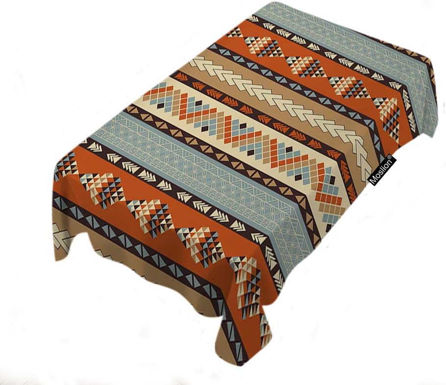 Moslion Patrones tribales estilo vintage geométrico indio estilo nativo, patrón del suroeste rectangular, mantel de picnic mantel de poliéster para