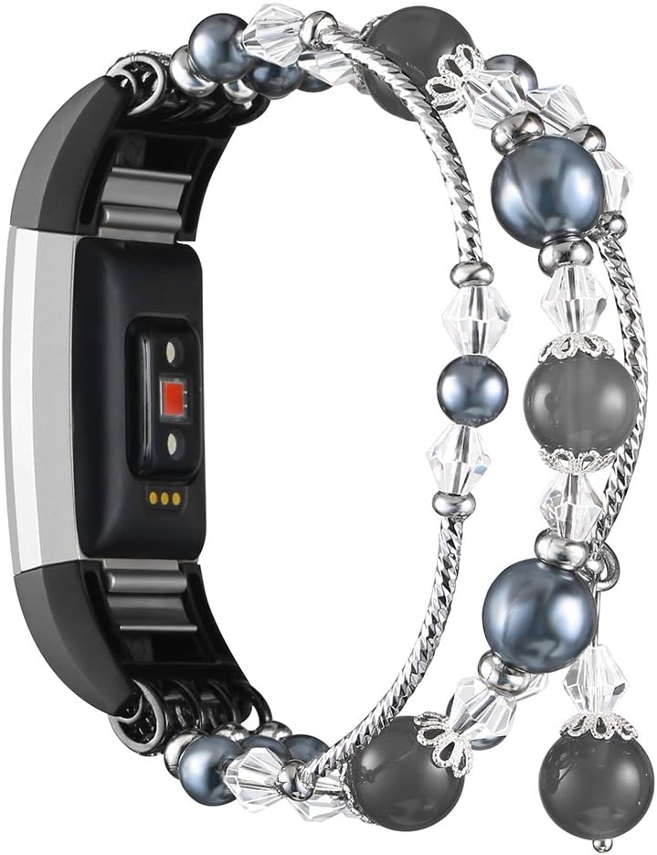 Simpeak Correa 5.8-7.2 compatible con Fitbit Charge 2 Only pulseras de joyería con cuentas elásticas de perlas de repuesto para Fitbit Charge 2,