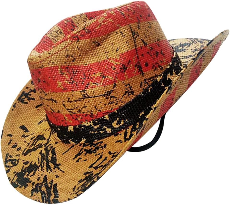 VILLCASE Sombrero de verano de paja para el día de la independencia, playa, Panamá, sombrero clásico de jazz para hombres y mujeres, 4 de julio