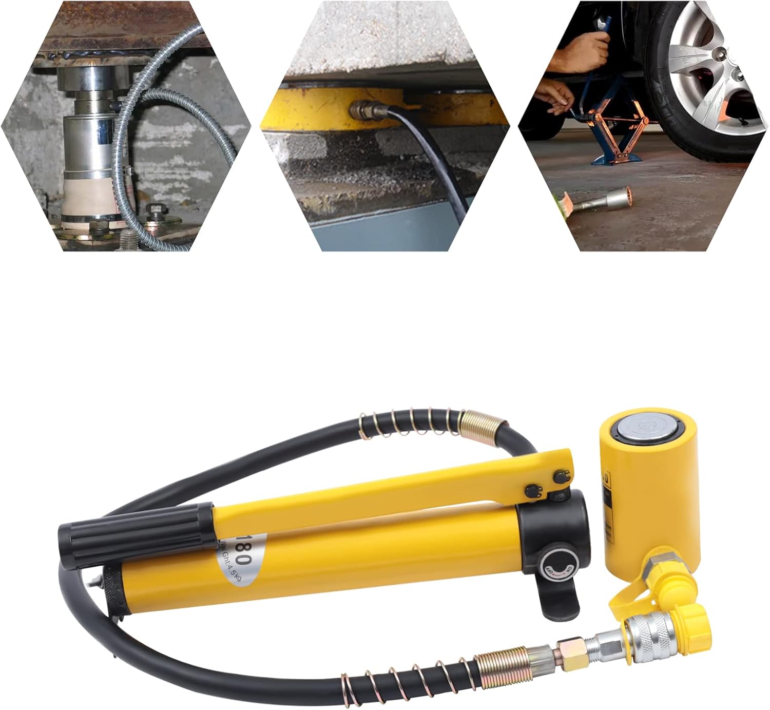 CP-180 Gato de cilindro hidráulico de 2 velocidades – Capacidad 10T, bomba manual operada a mano con paquete de potencia y acoplador