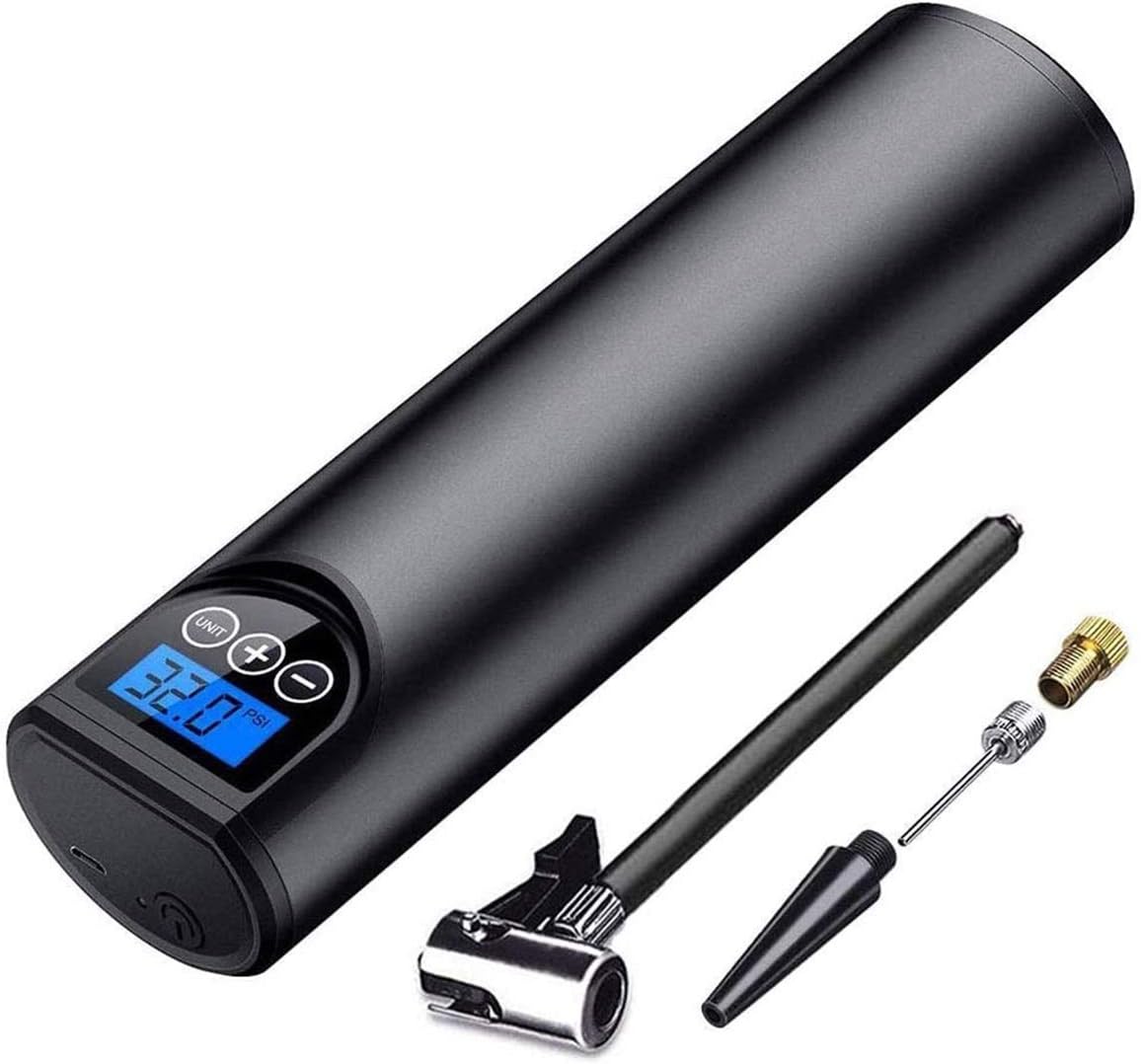 CAFFIA Compresor de aire portátil Mini inflador de aire bomba de neumáticos de mano 2000mAh con luz LED LCD digital 12V AC DC batería de litio