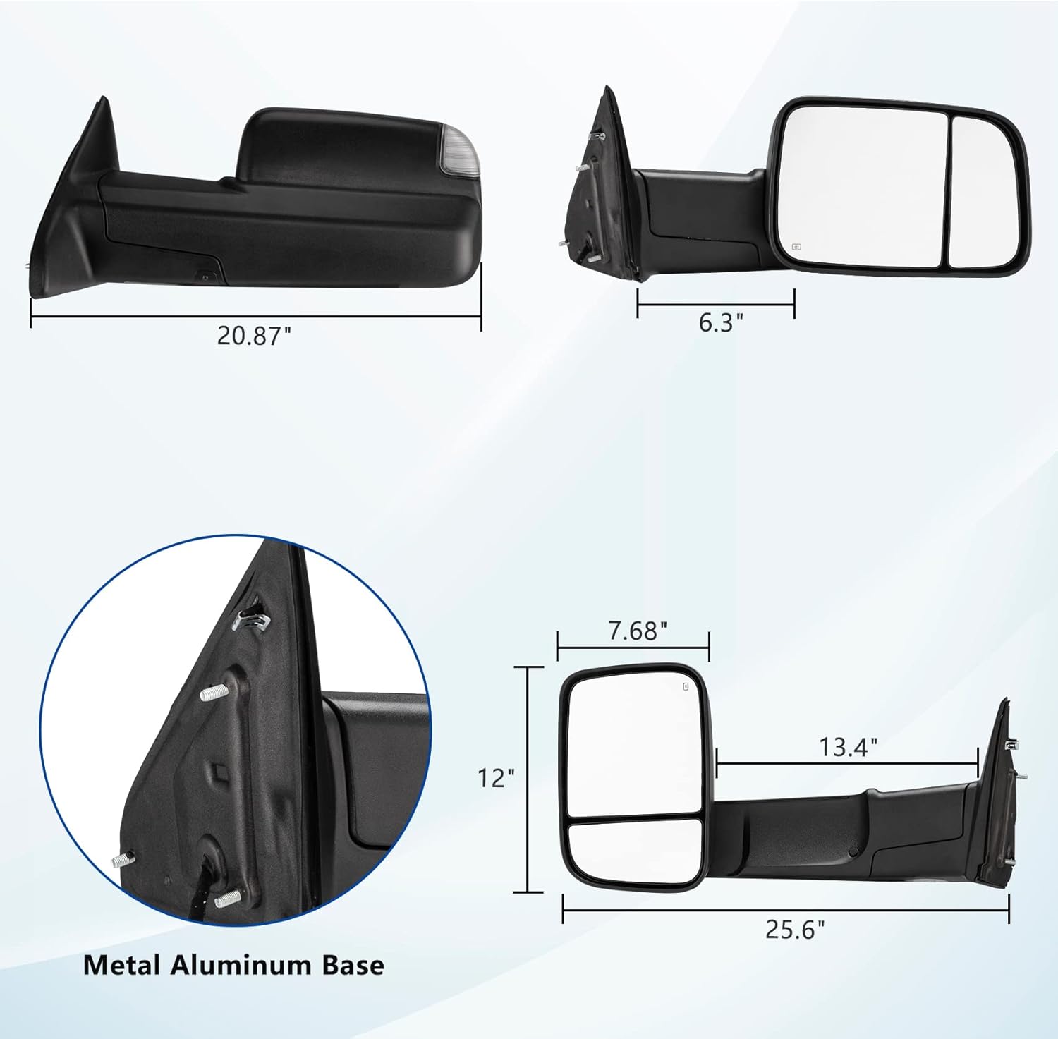 Espejos de remolque de repuesto para Dodge Ram 1500 2009-2012 Ram 2500 3500 Pickup 2009-2012 Ram 2500 3500 Juego de pares de espejos retrovisores