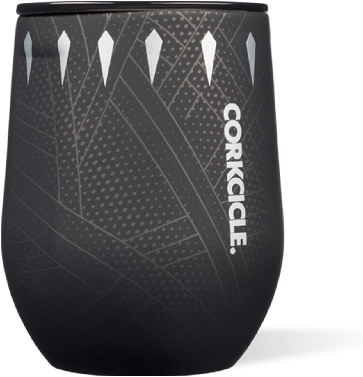 Corkcicle Marvel Black Panther – Vaso reutilizable con triple aislamiento, sin tallo, de 12 onzas, con tapa y parte inferior de silicona