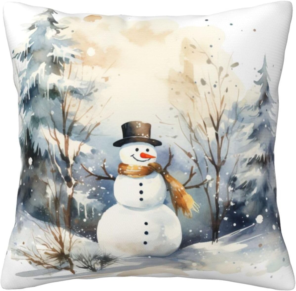 sunzoneflo Funda de almohada de Feliz Navidad, patrón de muñeco de nieve de Navidad, decoración de invierno, decoración de sofá, decoración de