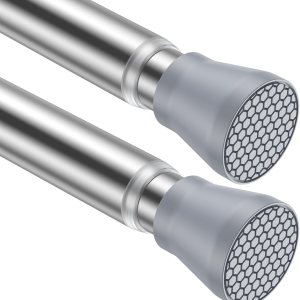 2 barras de cortina de ducha de 34 a 59 pulgadas, barra de cortina de tensión de resorte plateado, barra de cortina de tensión ajustable, barra de 2 barras de cortina de ducha de 34 a 59 pulgadas, barra de cortina de tensión de resorte plateado, barra de cortina de tensión ajustable, barra de