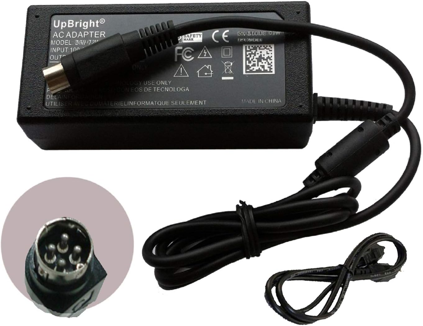 UpBright Adaptador de 4 pines DIN 19V ACDC compatible con Touch Dynamic Saturn todo en uno 8 “Saturn AIO 8.4” PN 3LEP88400020 POS PC Lector de