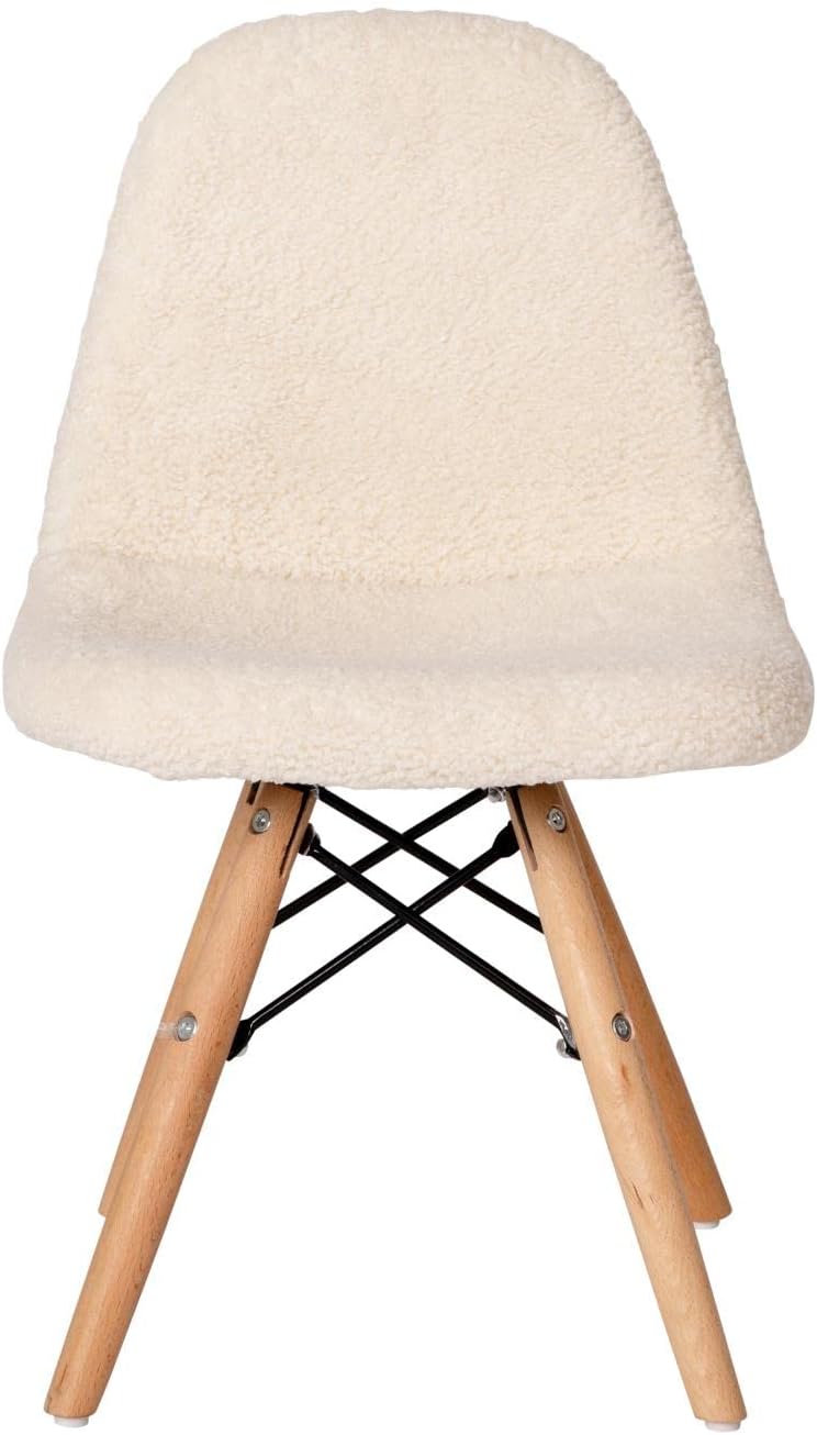 Flash Furniture Zula – Silla moderna acolchada de piel de oveja sintética para niños, tapizado acolchado de piel de oveja sintética color blanco