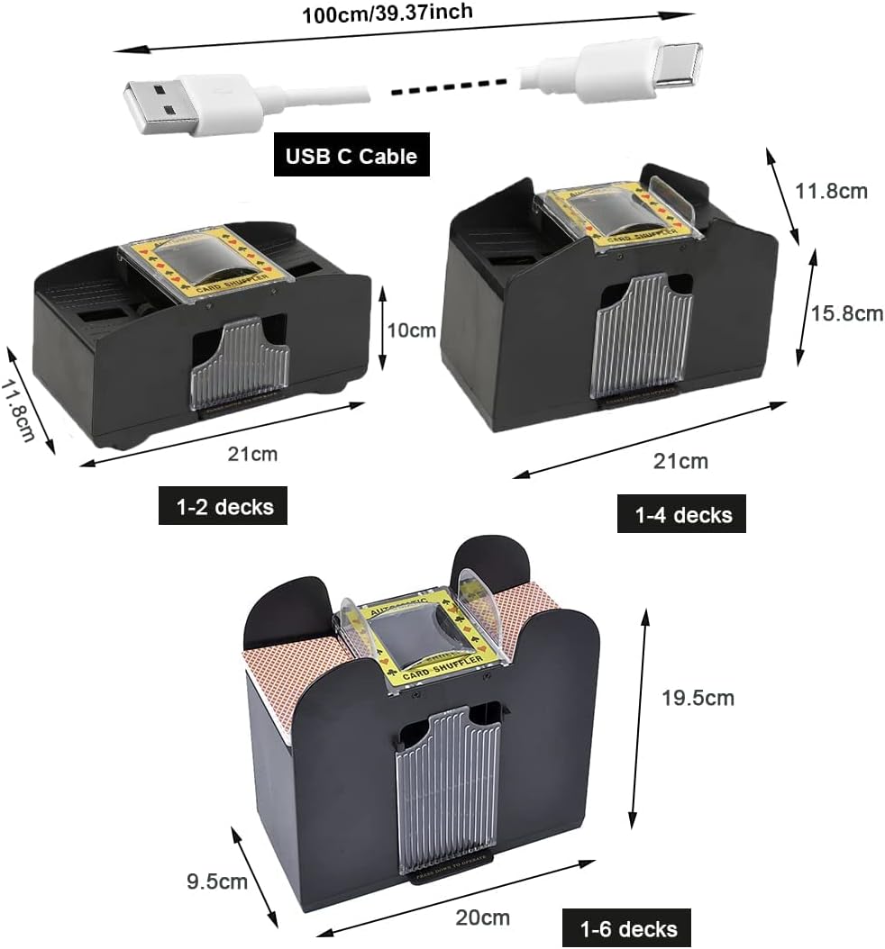 Barajador de cartas de 1 a 6 barajas automático de cartas Máquina barajadora de cartas USB4C, herramienta a batería para UNO, Texas Hold’em, juegos