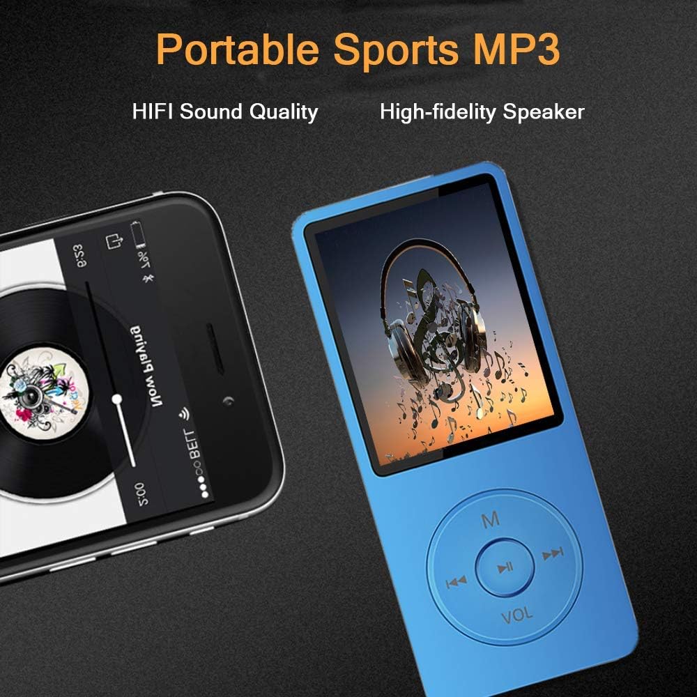 MP3 Player, Music Player with 16GB Micro SD Card, Build-in SpeakerPhotoVideo PlayFM RadioVoice RecorderE-Book Reader, Supports up to 128GB