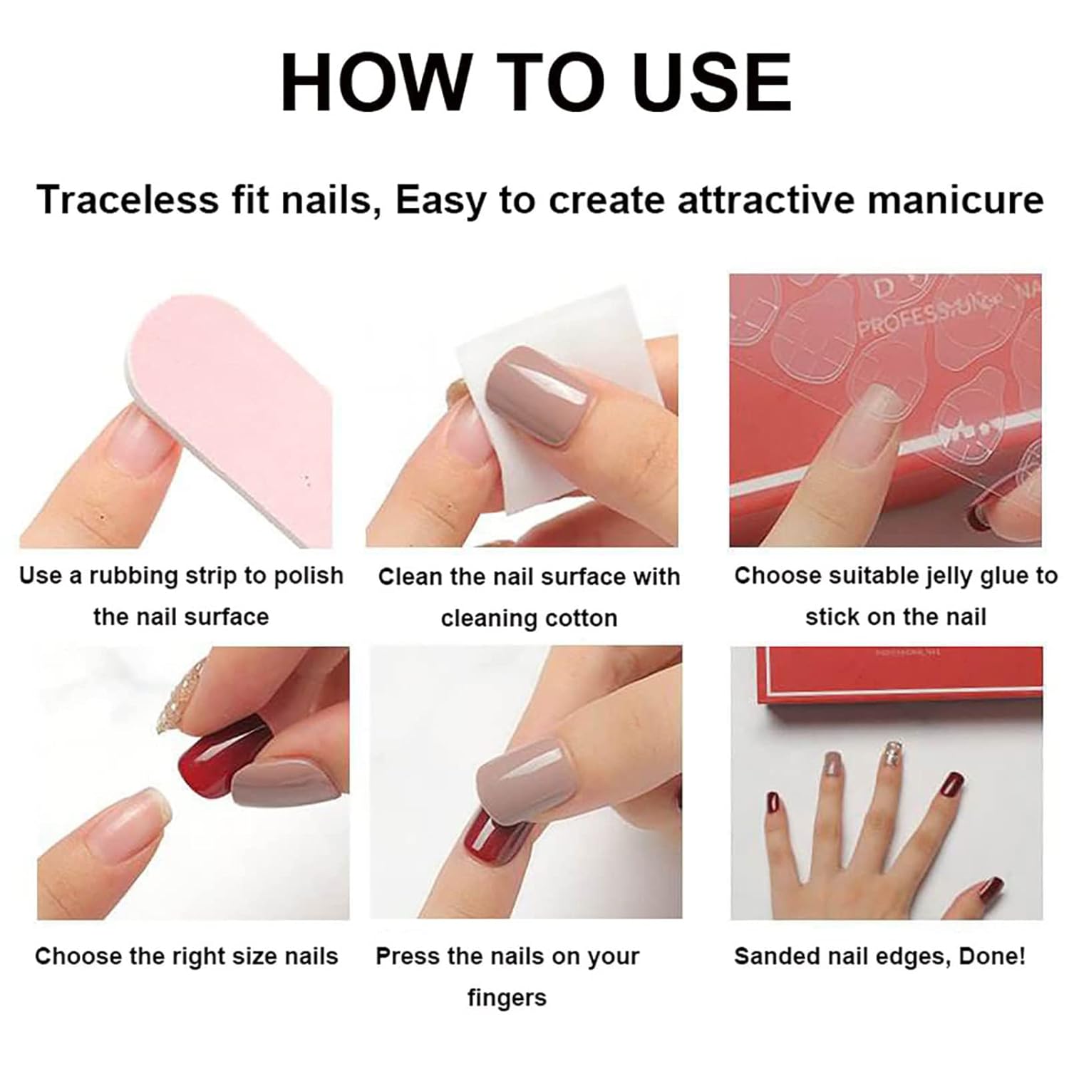 Uñas postizas cuadradas a presión sobre cáncer de mama, uñas postizas de mariposa con cinta rosa, cobertura completa, longitud media, puntas de uñas