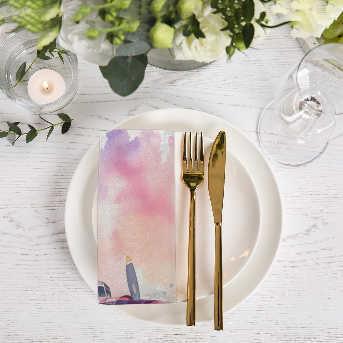 Cloth Napkins Set of 6 Pink Airplanes 20×20 Inch Cloth Napkins Abstract Transportation Washable Reusable Kitchen Dinner Napkins Table Decor for