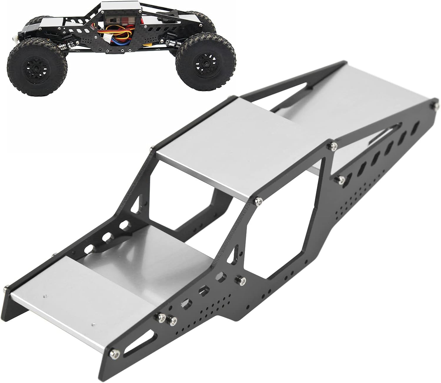 Carcasa de marco de automóvil RC, jaula de rollo de marco de chasis de aleación de aluminio, piezas de actualización de automóvil RC 124 Weihnachten
