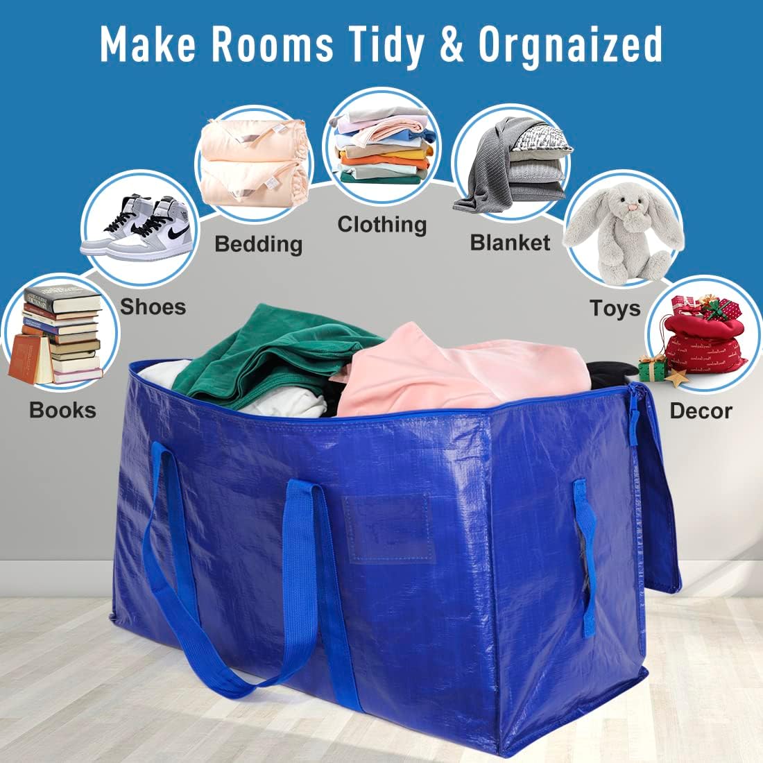 Moving Supplies – Bolsas de embalaje extra grandes y resistentes con cremalleras y asas de transporte fuertes, para mudanza y almacenamiento de