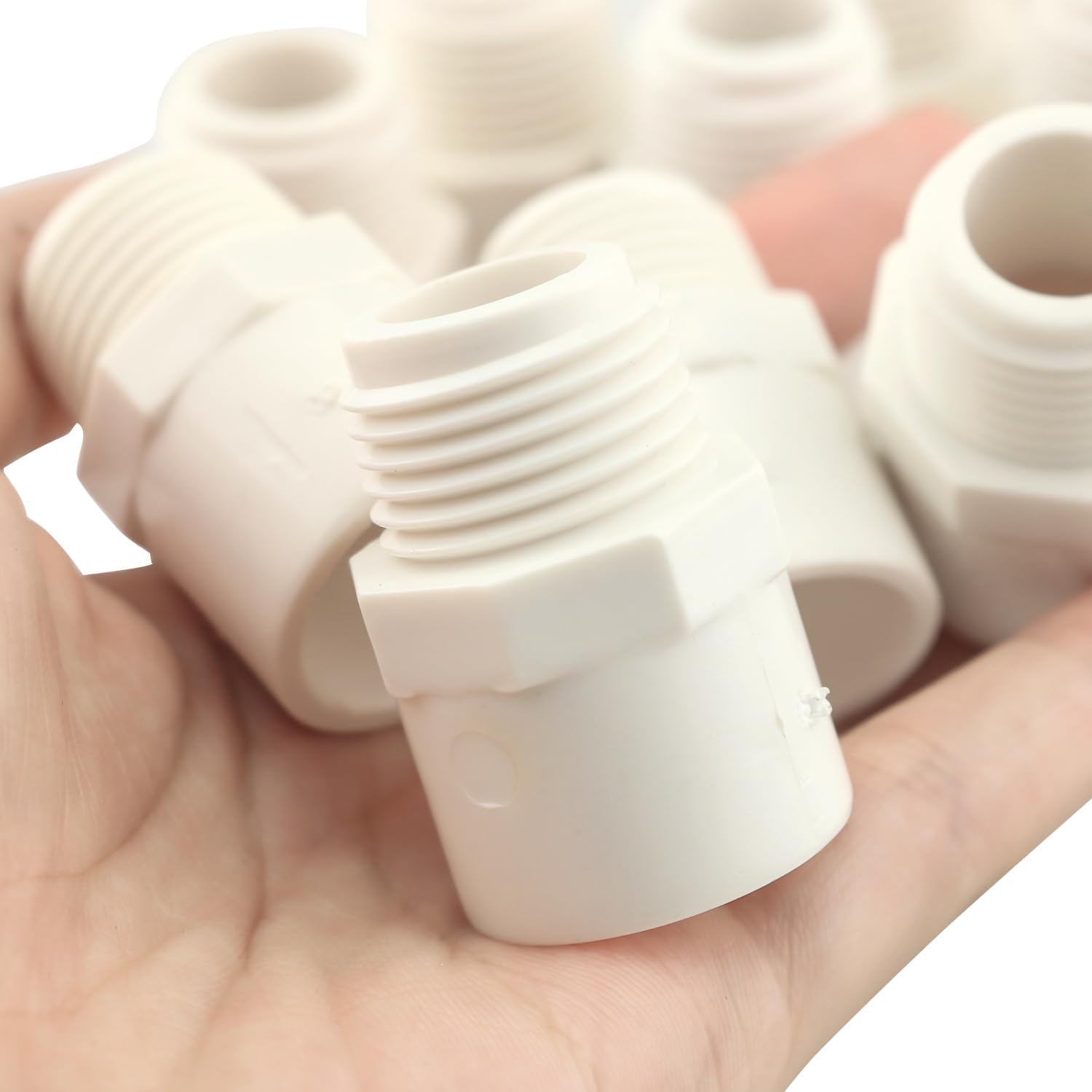 10 unids 12 pulgada blanco de 2 vías PVC adaptador macho accesorios de tubería adaptador de manguera de PVC acoplamiento con rosca macho de 12