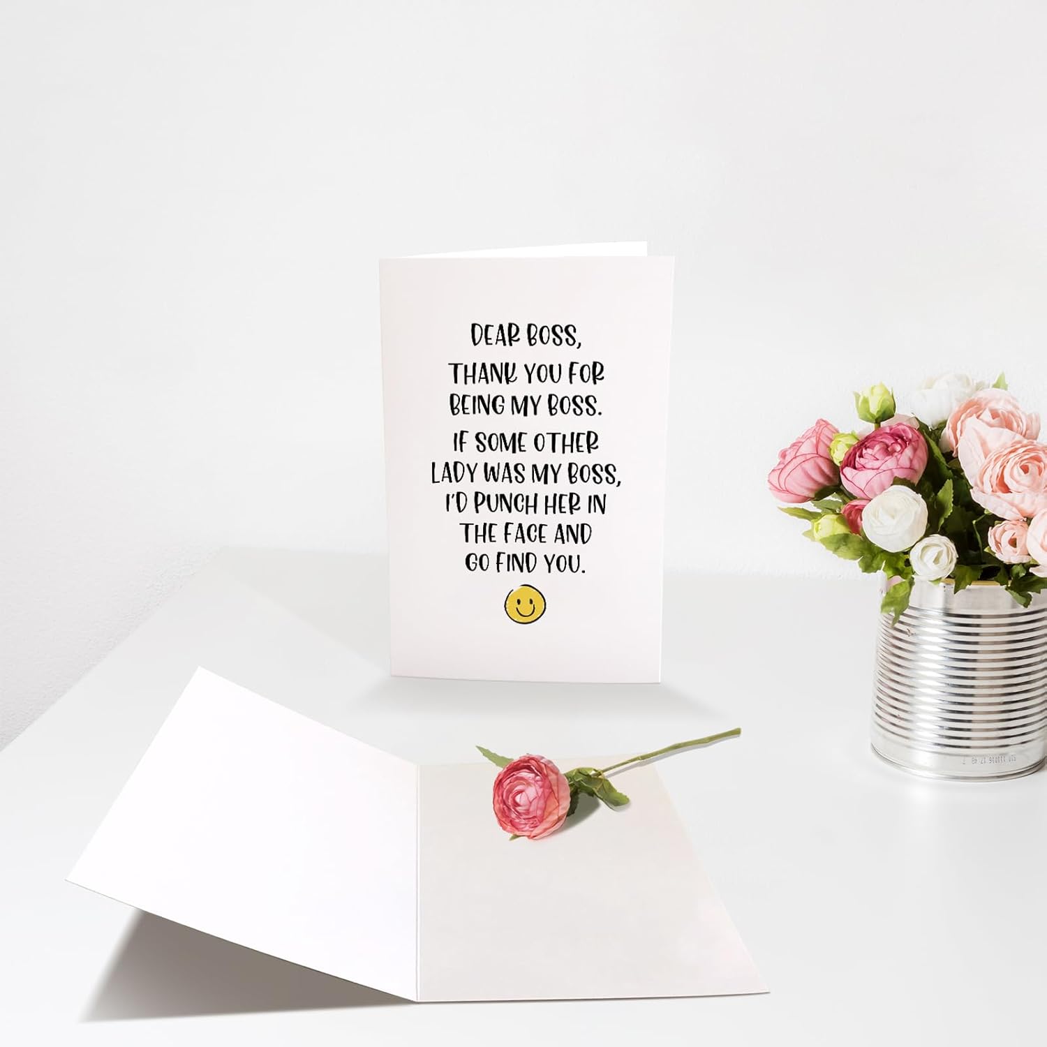 Tarjeta divertida del día del jefe para jefa, tarjeta de agradecimiento para mujer, regalo de jefa de empleado, tarjeta de agradecimiento por ser mi