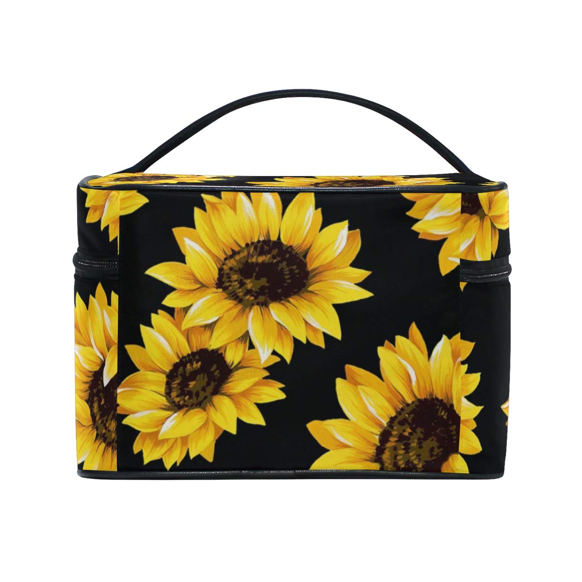 Baofu Bolsa de cosméticos de viaje con girasol, bolsa de aseo grande, portátil, multifuncional, bolsa organizadora de maquillaje con bolsa