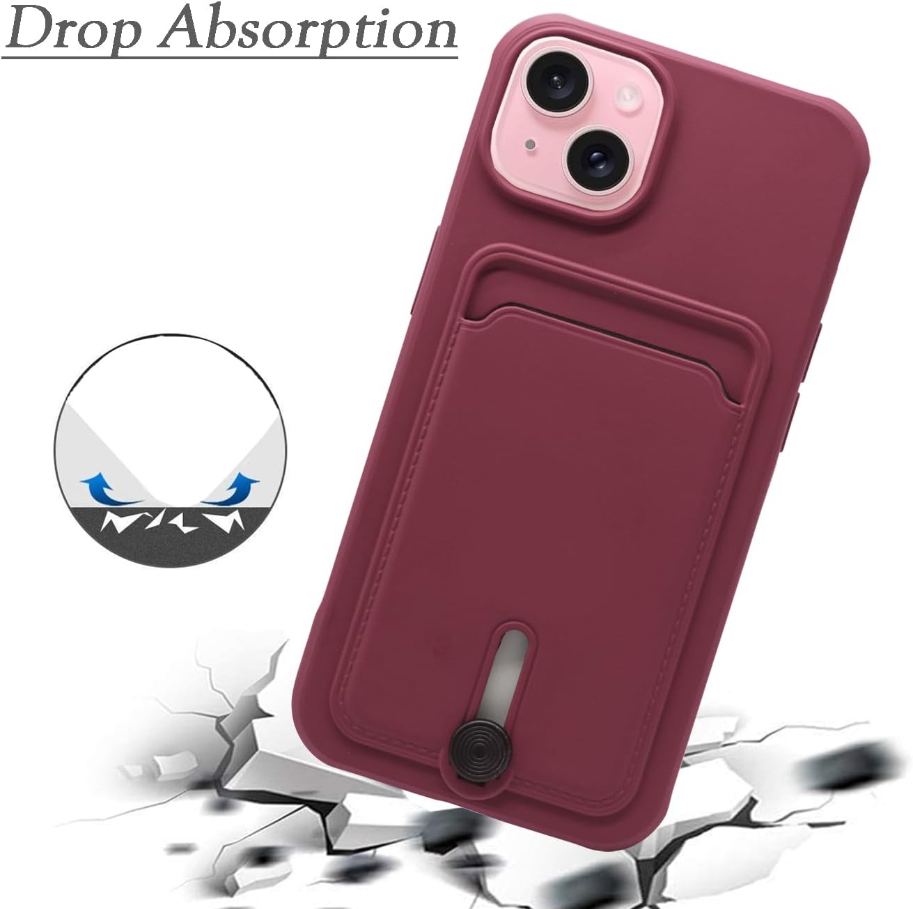 Unov Funda compatible con iPhone 15 Plus (2023), iPhone 14 Plus (2022) de 6.7 pulgadas, funda protectora delgada de TPU suave con tarjetero fácil de