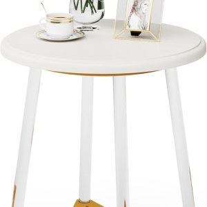 LITTLE TREE Mesa auxiliar redonda, moderna mesa auxiliar blanca con patas acrílicas, pequeña mesa redonda decorativa para espacios pequeños, sala de LITTLE TREE Mesa auxiliar redonda, moderna mesa auxiliar blanca con patas acrílicas, pequeña mesa redonda decorativa para espacios pequeños, sala de