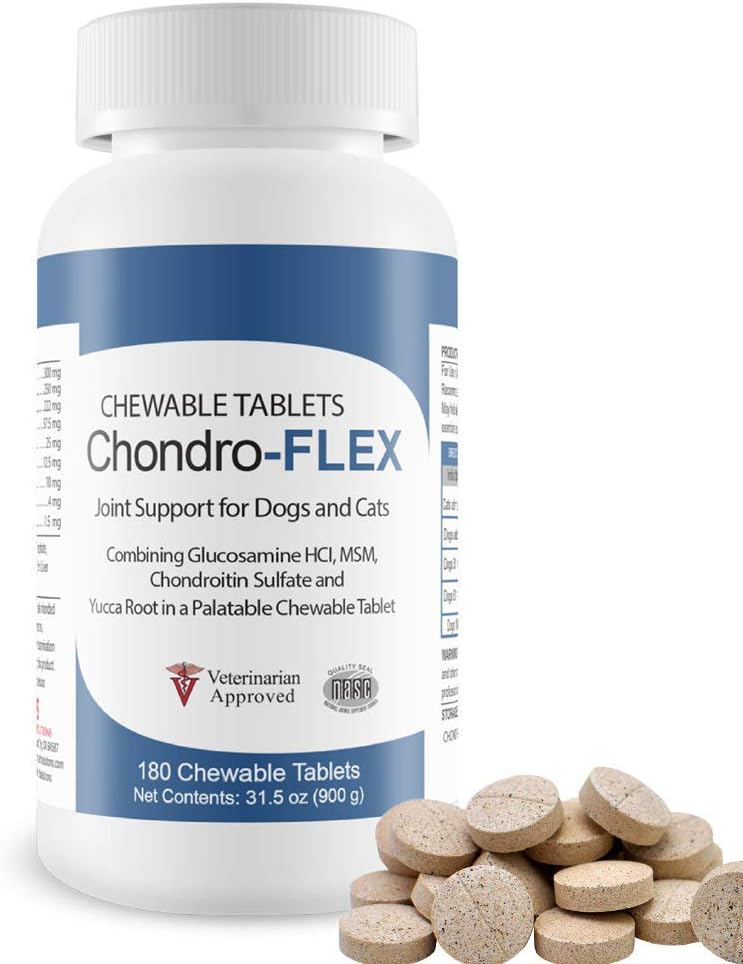 Chondro-Flex – Potente fórmula para el cuidado de las articulaciones para perros y gatos, máximo apoyo nutricional, glucosamina, condroitina, MSM,