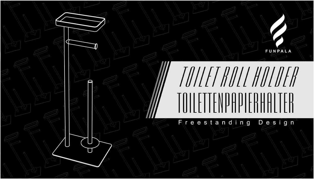 Soporte de papel higiénico de pie, soporte de papel higiénico de pie, soporte de rollo de papel higiénico de baño con almacenamiento con diseño de