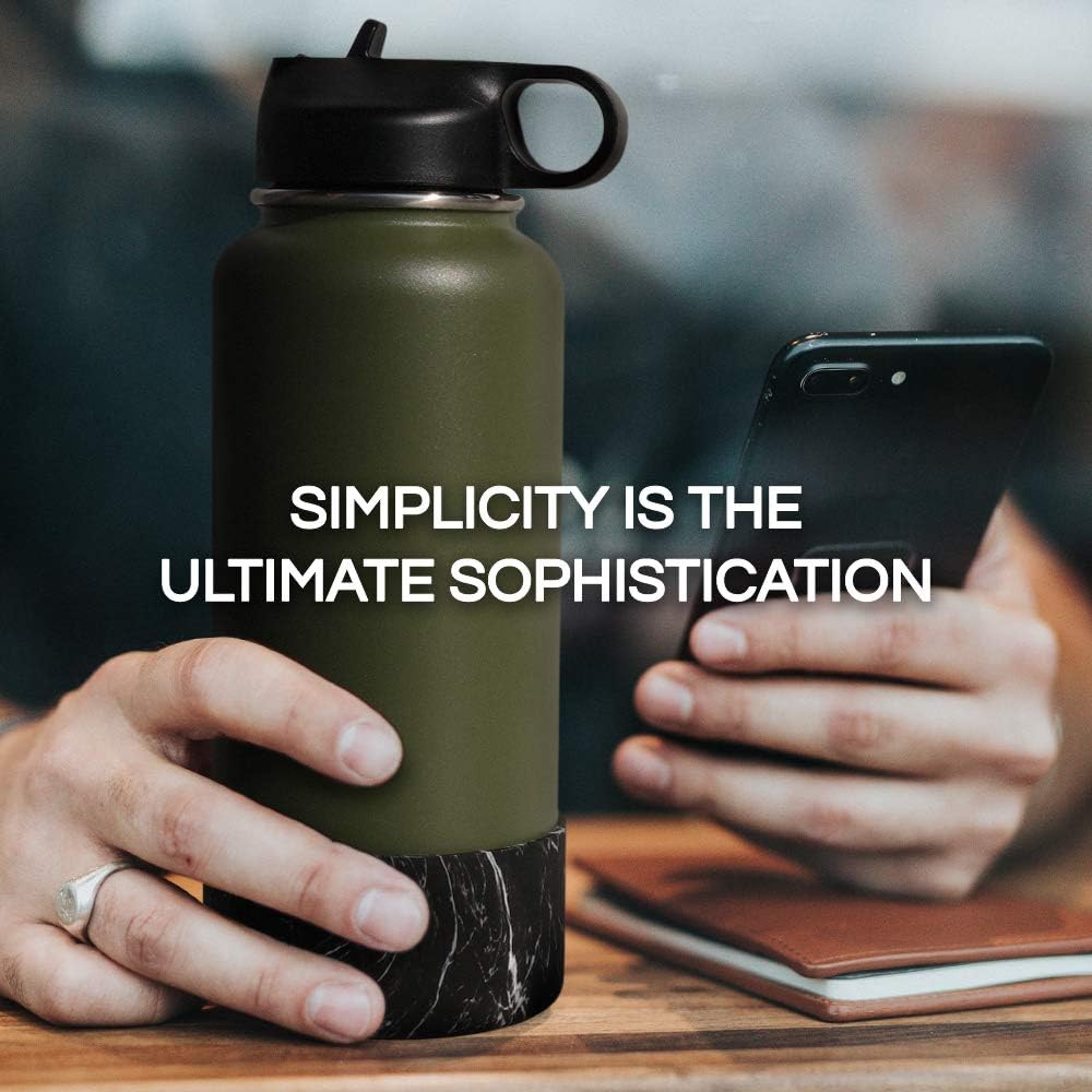 WAVELU Funda protectora de silicona para Hydro Flask  Se adapta a 12-40 onzas  Diseño de mármol  Cubierta inferior antideslizante para botellas de