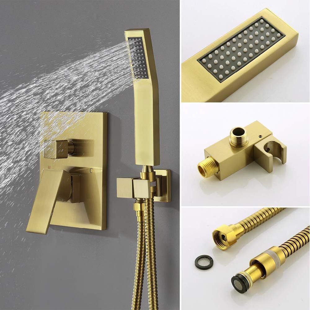 Sistema de ducha de 12 pulgadas con cabezal de ducha de lluvia de alta presión, cabezal de ducha de mano, kit de ajuste de boquilla de grifo de