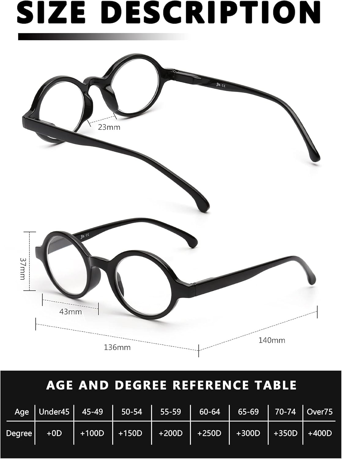 JM Juego de 4 lentes de lectura redondos retro con bisagra de resorte para hombres y mujeres, gafas para lectura, paquete de 4, mezcla +1.0