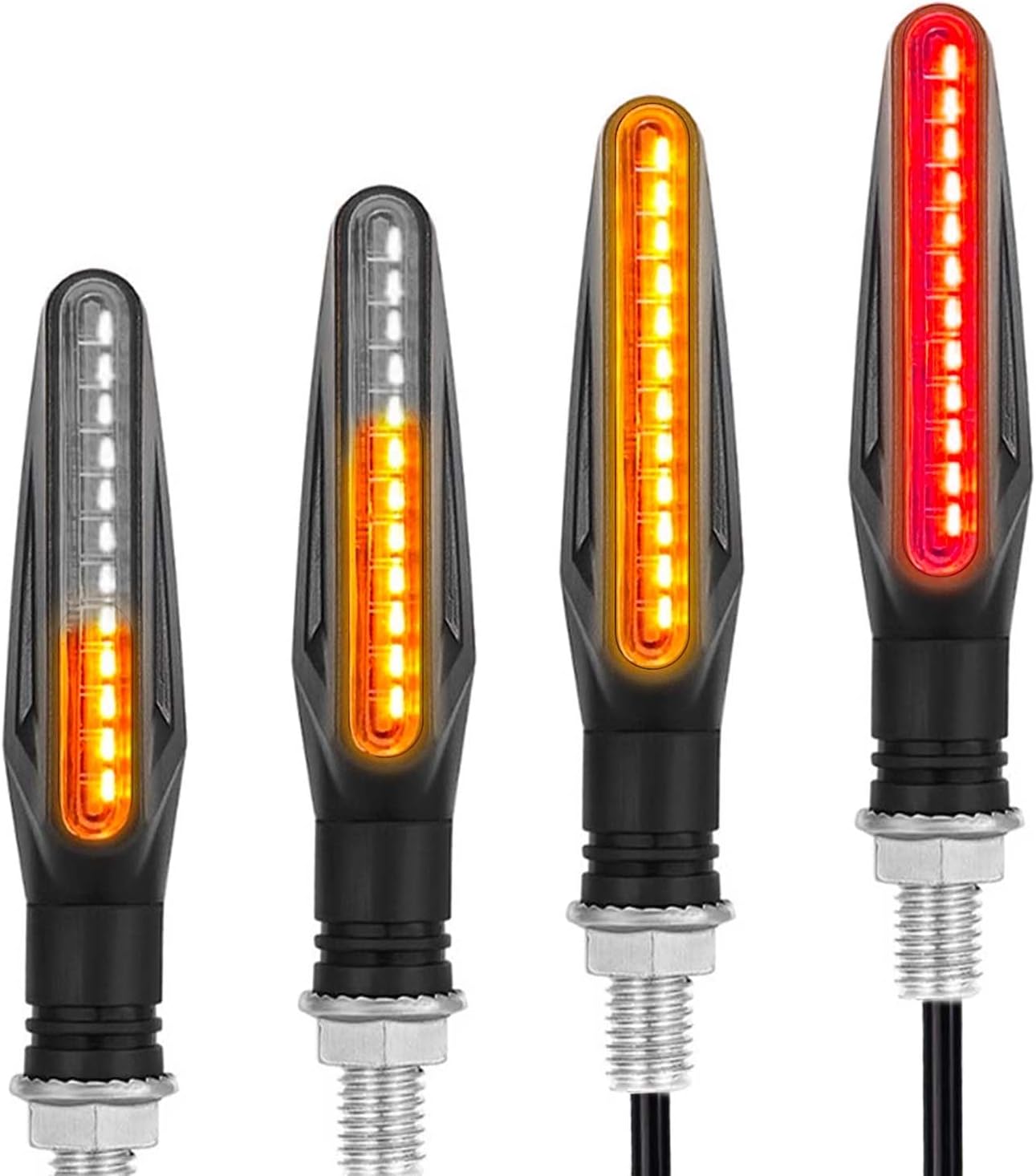 Señales de giro LED para motocicleta, luz intermitente de freno  Señales de giro LED con luces de freno, luces de freno de motocicleta de 12 V