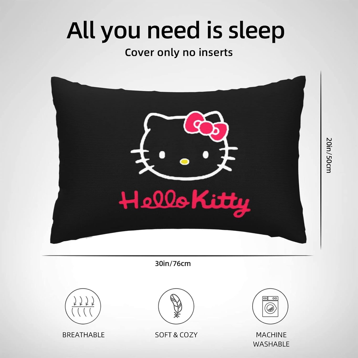 Bonita funda de almohada Kawaii de dibujos animados de anime para decorar sala de estar, sofá y dormitorio, 20 x 30 pulgadas-L14