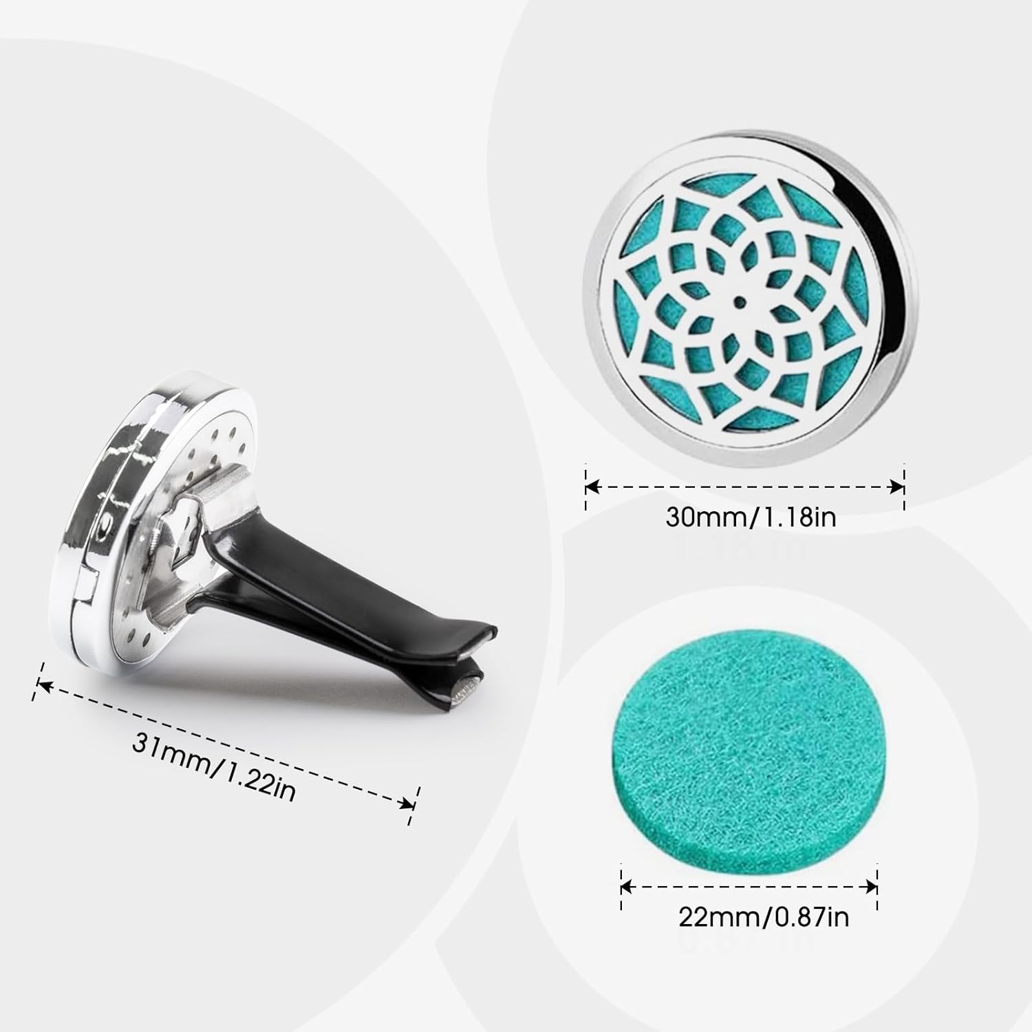 ttstar Clip de ventilación para difusor de automóvil, 1.181 in, difusor de aceite esencial de aromaterapia, clips de ventilación para coche, 3
