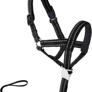 OHVEECA Collar de cabeza de perro con correa reflectante ajustable para evitar tirones de la cabeza del perro con clip de seguridad, arnés acolchado OHVEECA Collar de cabeza de perro con correa reflectante ajustable para evitar tirones de la cabeza del perro con clip de seguridad, arnés acolchado