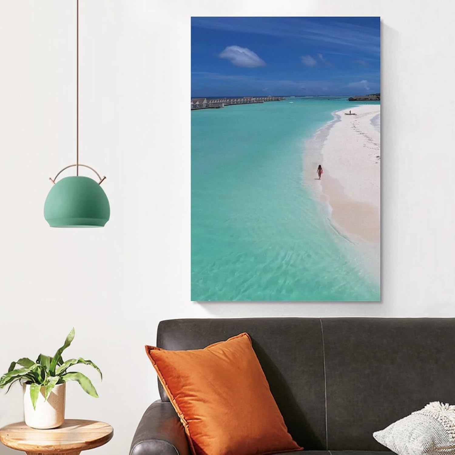 SJRENDKJ Nube de agua, cielo, fluido, formas geográficas costeras y oceánicas, playa, aqua, horizonte, ocio, lienzo para pared, decoración de