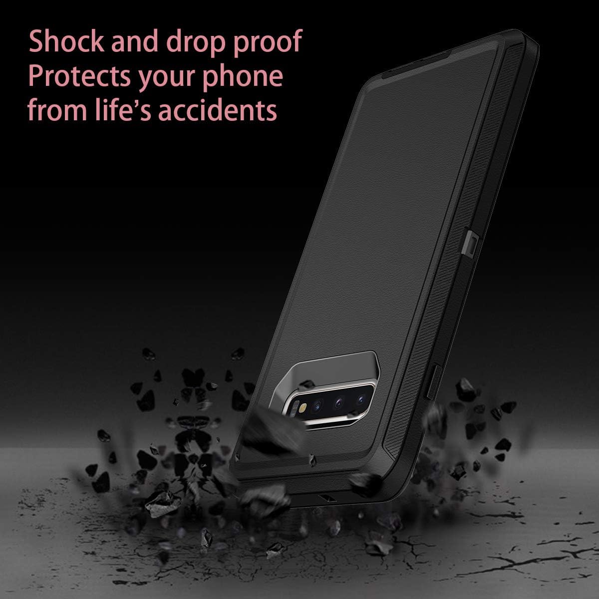 I-HONVA Funda para Galaxy S10 Plus a prueba de golpes, a prueba de polvo y caídas, 3 capas de protección de cuerpo completo sin protector de